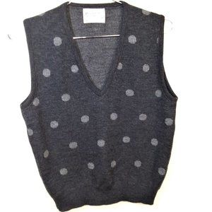 PENDLETON Gray Polka Dot V-Neck Wool Vest Petite M